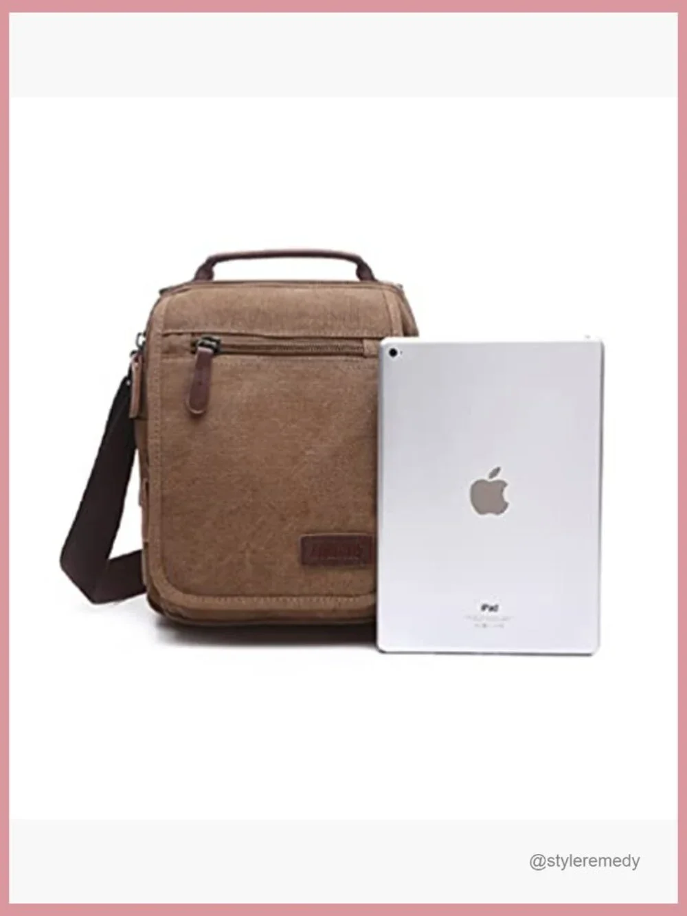 Canvas Messenger Crossbody Bag with Adjustable Strap